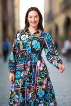 Load image into Gallery viewer, Multi Colour Dana Long Sleeve Midi Shirt Dress