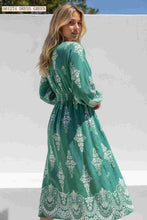 Load image into Gallery viewer, Mint Green Floral Empire Waist Midi Dress with Pockets