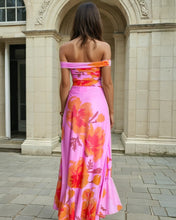Load image into Gallery viewer, Off The Shoulder Pink &amp; Orange Cocktail Dress with Ruffle Feature