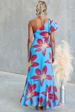 Load image into Gallery viewer, One Shoulder Puff Short Sleeve Floral Print Maxi Dress