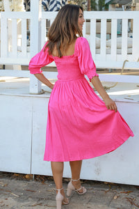 Hot Pink 'Jora' Summer Midi Dress