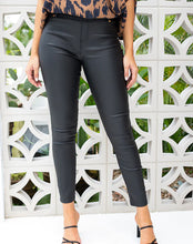 Load image into Gallery viewer, Black Wet Look Pleather Pull On Dressy Pants