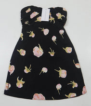 Load image into Gallery viewer, Black floral strapless mini dress with side split