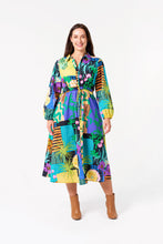 Load image into Gallery viewer, Multi Colour Shiara Long Sleeve Midi Shirt Dress with Pockets