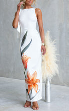 Load image into Gallery viewer, Cream Floral Pencil Dress with Back Split