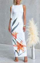 Load image into Gallery viewer, Cream Floral Pencil Dress with Back Split