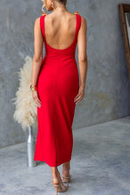 Load image into Gallery viewer, Red "Stella" Party Midi Dress with Front Split