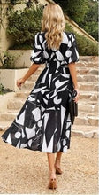 Load image into Gallery viewer, Black &amp; White Double Waistband Midi Dress