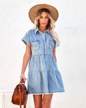 Load image into Gallery viewer, Denim Button Up Shirt Mini Dress