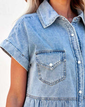 Load image into Gallery viewer, Denim Button Up Shirt Mini Dress