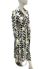 Load image into Gallery viewer, Cream &amp; Black Long Sleeve Shirt Dress with Self Fabric Tie Waist &amp; Pockets