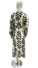 Load image into Gallery viewer, Cream &amp; Black Long Sleeve Shirt Dress with Self Fabric Tie Waist &amp; Pockets