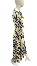 Load image into Gallery viewer, Cream &amp; Black Long Sleeve Shirt Dress with Self Fabric Tie Waist &amp; Pockets
