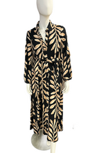 Load image into Gallery viewer, Black &amp; Brown Long Sleeve Shirt Dress with Self Fabric Tie Waist &amp; Pockets
