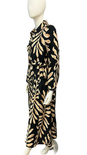 Load image into Gallery viewer, Black &amp; Brown Long Sleeve Shirt Dress with Self Fabric Tie Waist &amp; Pockets