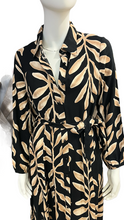Load image into Gallery viewer, Black &amp; Brown Long Sleeve Shirt Dress with Self Fabric Tie Waist &amp; Pockets