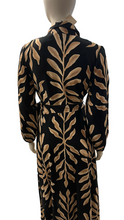 Load image into Gallery viewer, Black &amp; Brown Long Sleeve Shirt Dress with Self Fabric Tie Waist &amp; Pockets