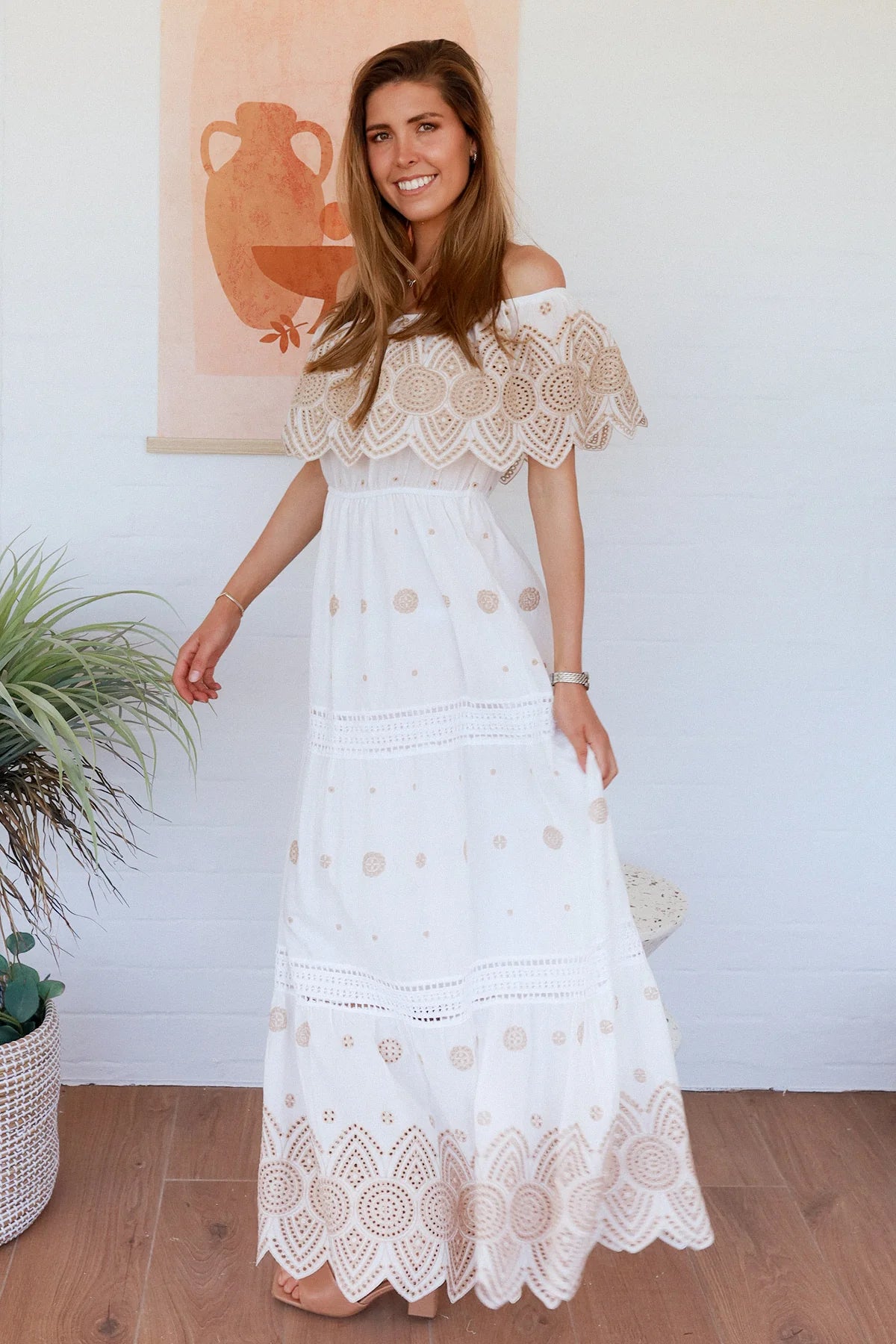 Salty Palm Resort Off The Shoulder Embroided Maxi Dress – Jealouzy