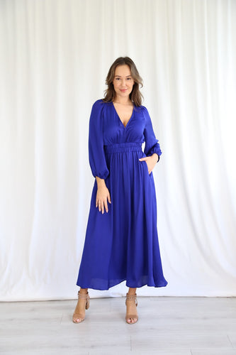 Cobalt Blue Long Sleeve Silk 