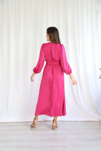 Load image into Gallery viewer, Barbie Pink Long Sleeve Silk &quot;Indiana&quot; Maxi Style Dress