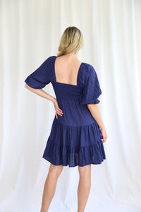 Navy Blue Delorus Mini Dress with Balloon Sleeve