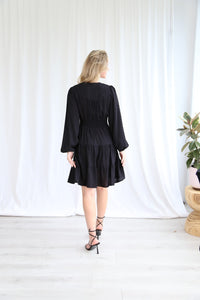 Black Delorus Mini Dress with Long Sleeve