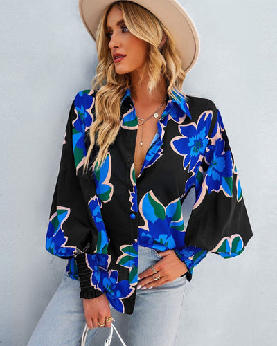 Shakita Long Sleeve Black Floral Shirt