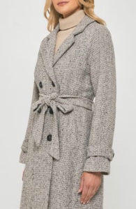 Brown & White Tweed Winter Coat