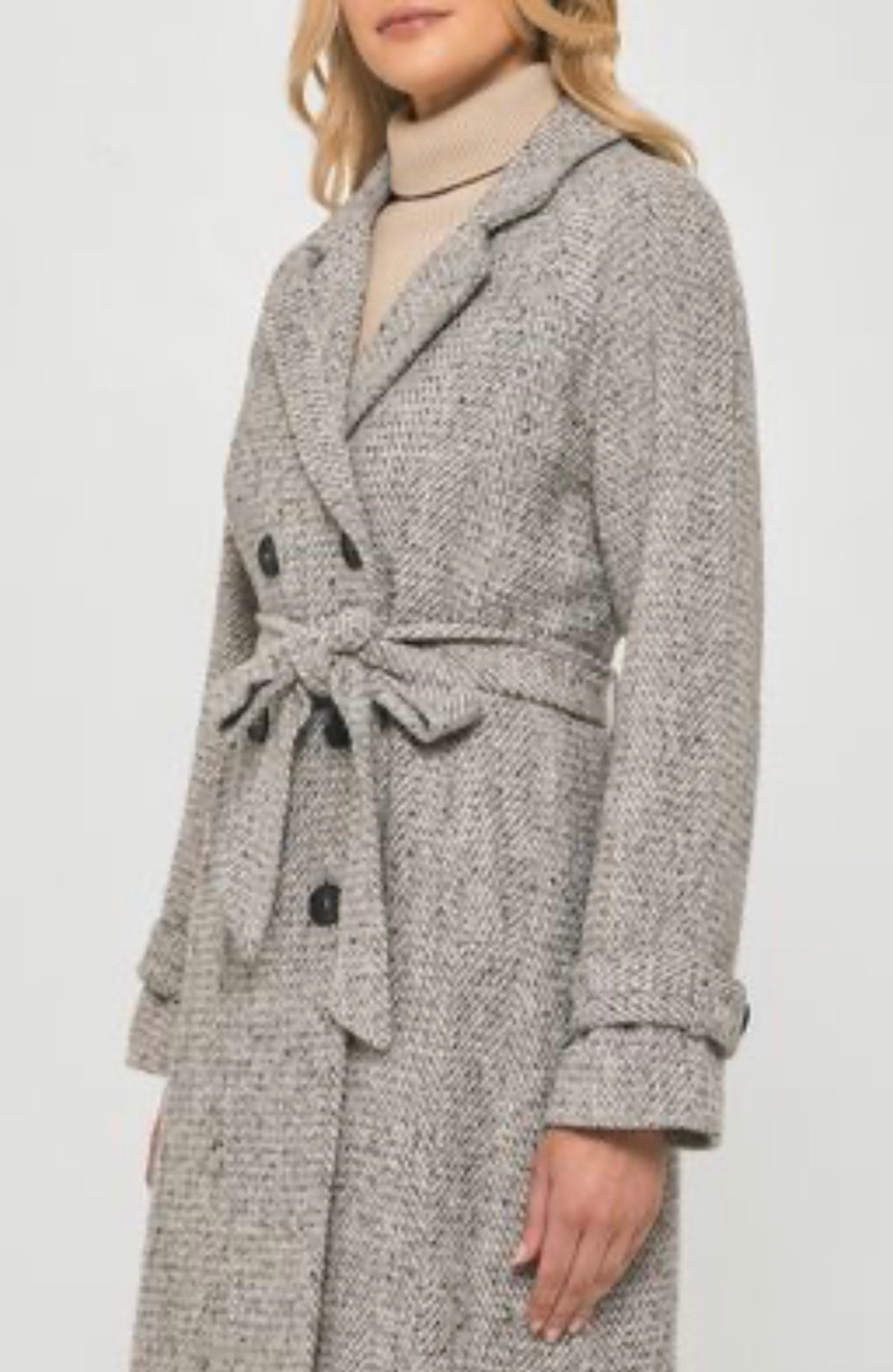 Brown & White Tweed Winter Coat