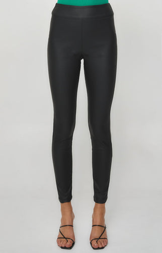 Black High Waisted Faux Leather Leggins with Back Zip