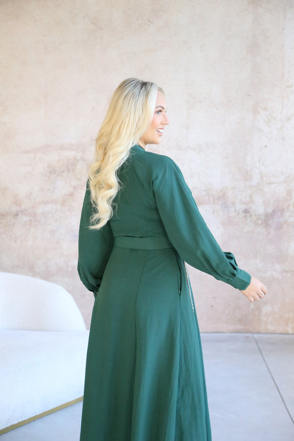 Emerald Green Long Sleeve 'Whimsical' Boho Maxi Dress with Pockets and Jealouzy Fashion Emerald Green Long Sleeve 'Whimsical' Boho Maxi Dress with Pockets and Jealouzy Fashion