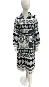 Black & White Tyler Abstract Shirt Dress with Long Sleeve