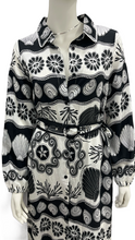 Load image into Gallery viewer, Black &amp; White Tyler Abstract Shirt Dress with Long Sleeve