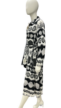 Load image into Gallery viewer, Black &amp; White Tyler Abstract Shirt Dress with Long Sleeve
