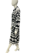 Load image into Gallery viewer, Black &amp; White Tyler Abstract Shirt Dress with Long Sleeve