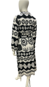 Black & White Tyler Abstract Shirt Dress with Long Sleeve
