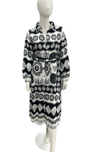 Load image into Gallery viewer, Black &amp; White Tyler Abstract Shirt Dress with Long Sleeve