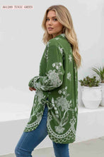 Load image into Gallery viewer, Sage Green Tunic Shirt with Abstract Print