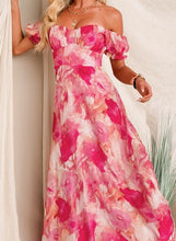 Load image into Gallery viewer, Pink Floral Off The Shoulder 'Sasha' Maxi Dress