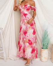 Load image into Gallery viewer, Pink Floral Off The Shoulder 'Sasha' Maxi Dress