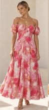 Load image into Gallery viewer, Pink Floral Off The Shoulder 'Sasha' Maxi Dress