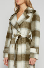 Load image into Gallery viewer, Olive/Cream Double Breasted Checkered Wool Coat