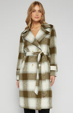 Load image into Gallery viewer, Olive/Cream Double Breasted Checkered Wool Coat