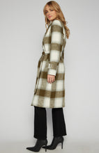 Load image into Gallery viewer, Olive/Cream Double Breasted Checkered Wool Coat