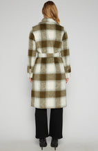 Load image into Gallery viewer, Olive/Cream Double Breasted Checkered Wool Coat