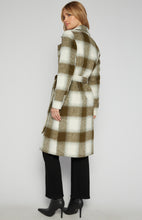 Load image into Gallery viewer, Olive/Cream Double Breasted Checkered Wool Coat