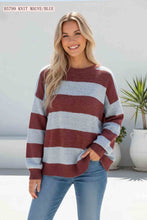 Load image into Gallery viewer, Blue &amp; Maroon Large Stripe Wool Knit Pullover