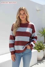 Load image into Gallery viewer, Blue &amp; Maroon Large Stripe Wool Knit Pullover