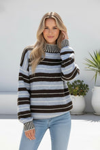 Load image into Gallery viewer, Blue &amp; Brown &amp; Cream Stripe Wool Knit