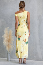 Load image into Gallery viewer, Delva Yellow Off The Shoulder Floral Maxi Dress with Side Split